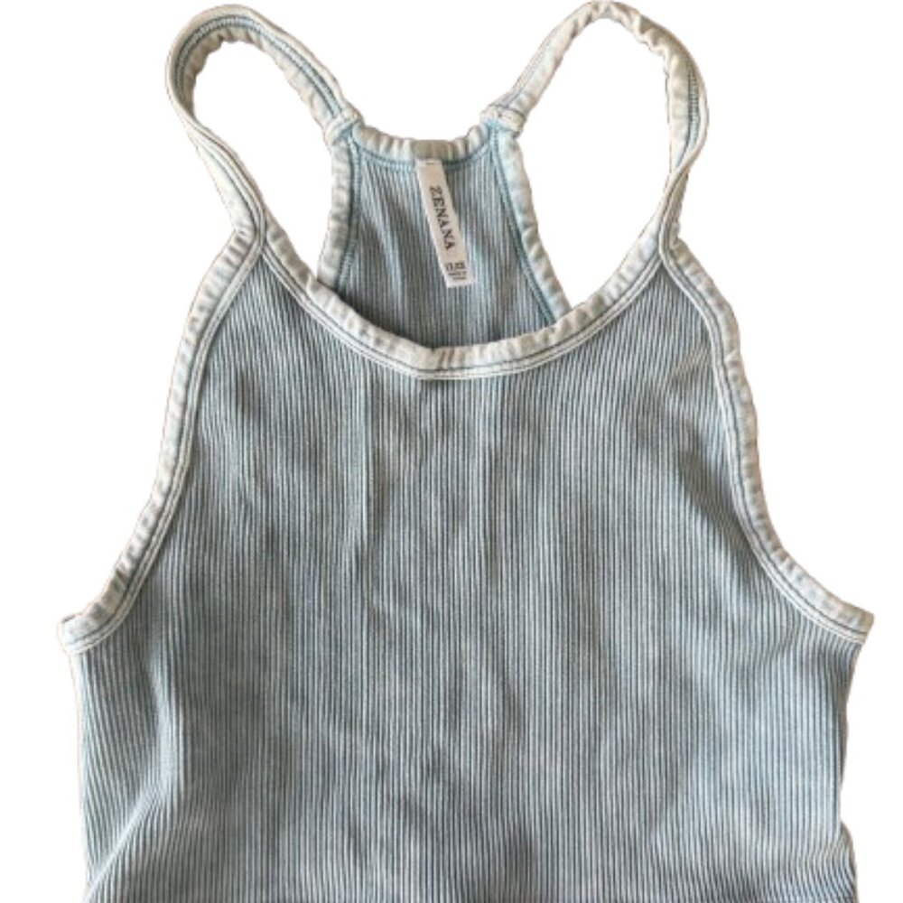 ☀️ Light Blue Fitted Crop Tank Top
